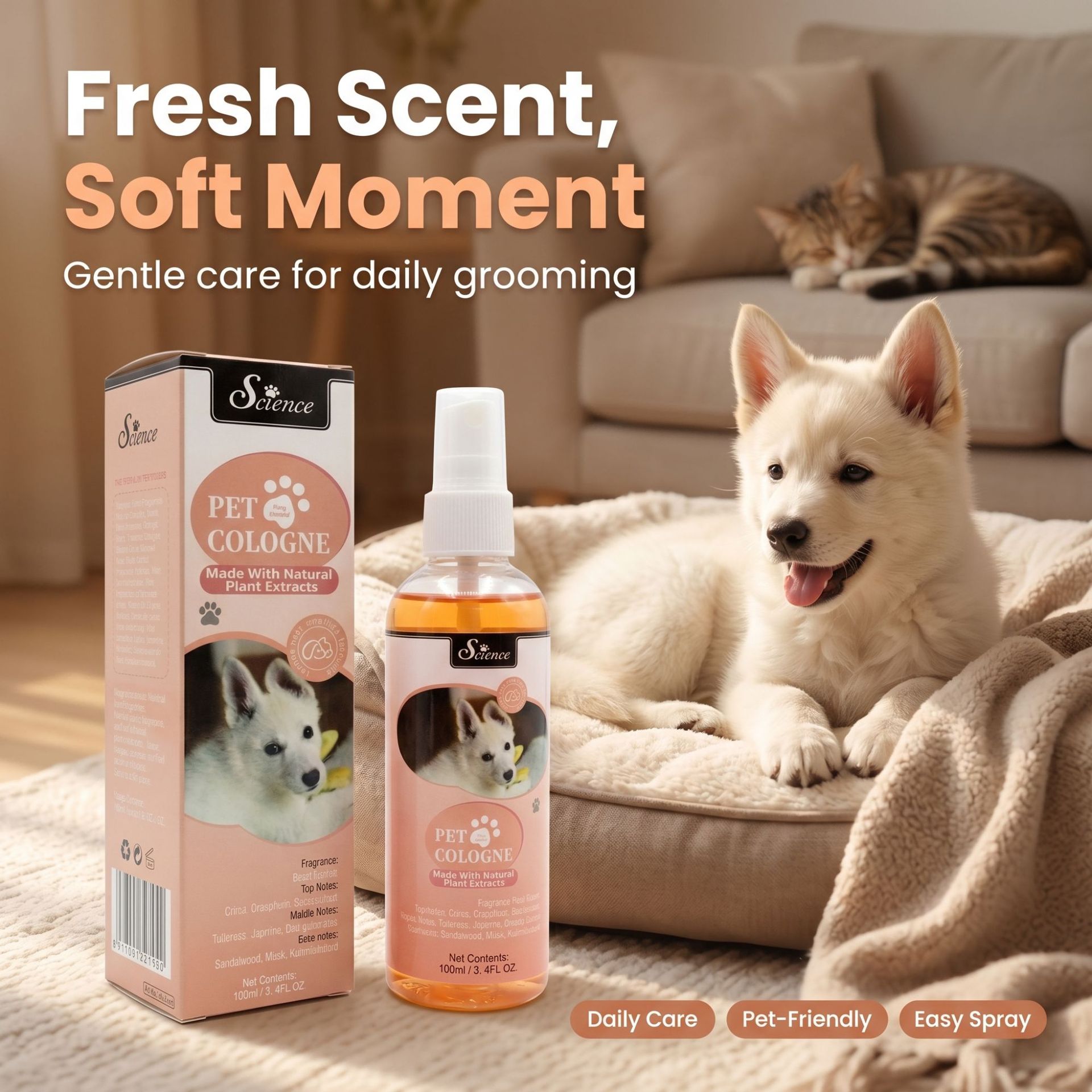 Pet Cologne Spray - SES100ml Evcil Hayvan Kolonyası Spreyi Köpekler