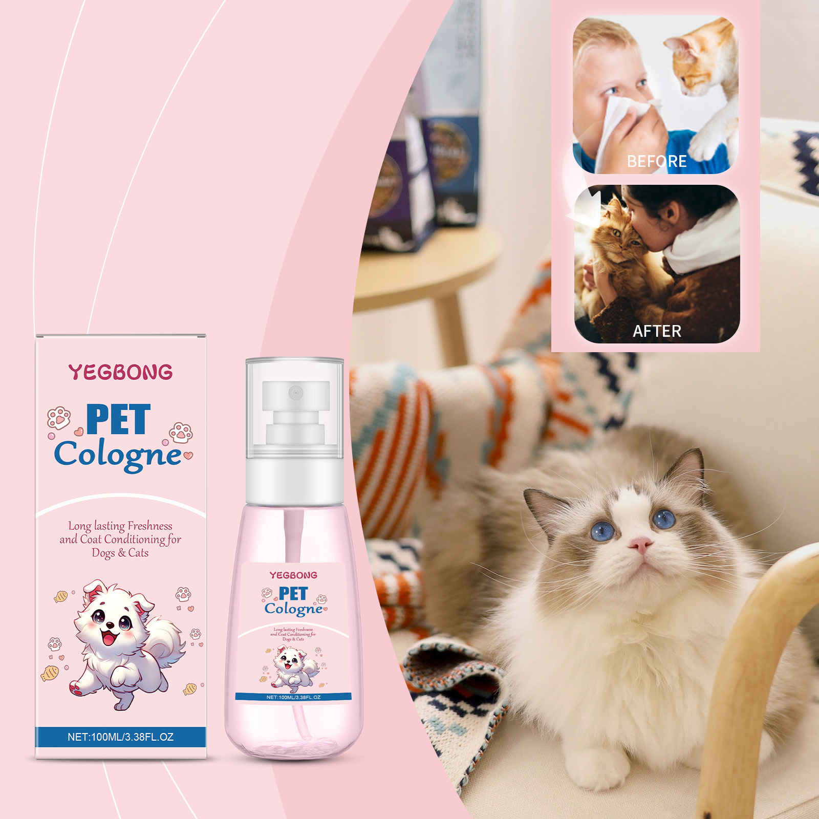 Pet Cologne Spray - Evcil Hayvan Kolonyası Bebek Pudrası Kokusu