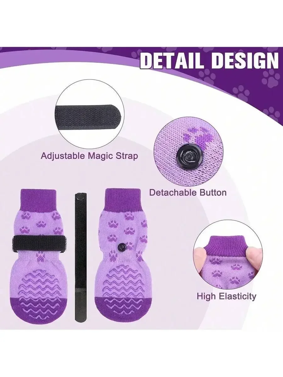 Dog Booties Paw Protector - 6 Adet Kaymaz Köpek Çorabı, Patileri